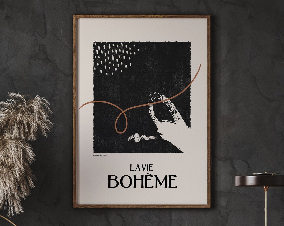 La Vie Boheme Neutral Abstract Squiggle Line Art Modern Decor Poster
