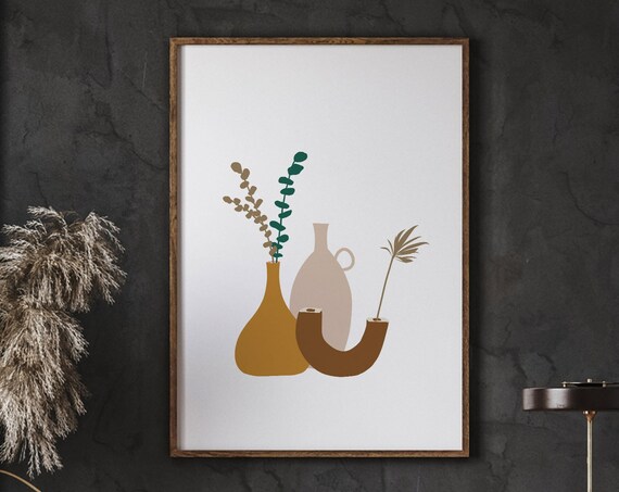 Abstract Pottery Wall Print Clay Poster Terracotta Boho Home Decor Neutral Art