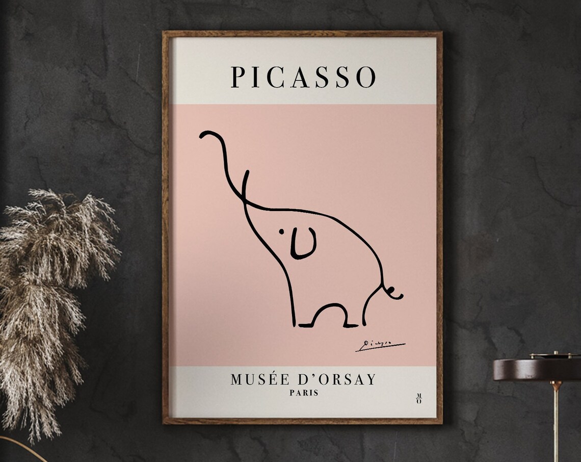 Picasso Elephant One Line Print Musee Dorsay Paris Blush Pink Art