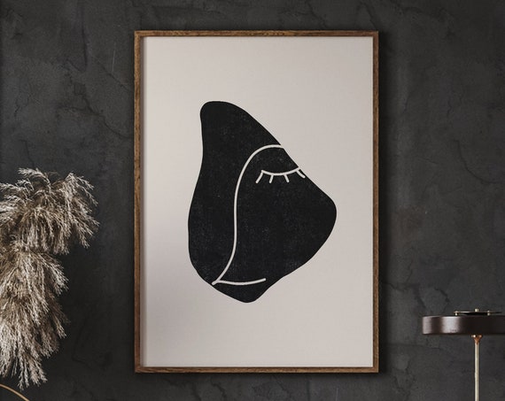 Bohemian Gallery Neutral Black Decor Boho Wall Art Abstract Figure Mid Century Instant