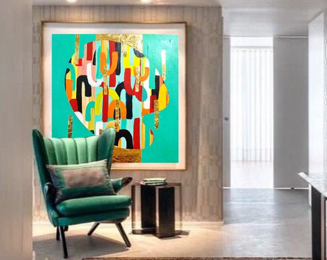 Gold Leaf Abstract Art Print, Colorful Painting - Image 4