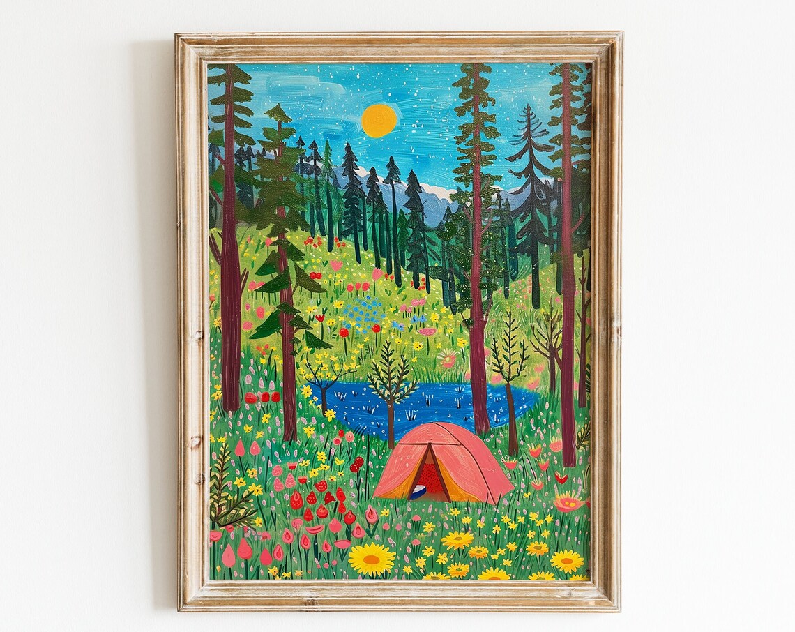 Camping Day Art Print, Forest-Themed Home Decor - Image 2