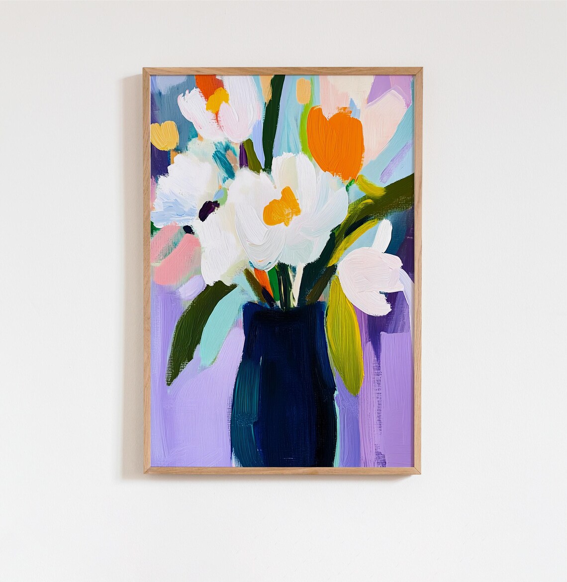 Abstract Peony Oil Painting, Bold Floral Art Print