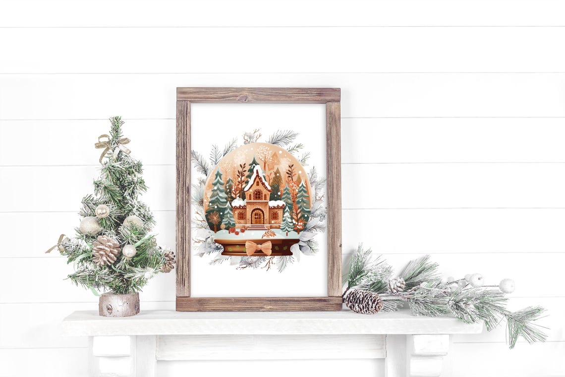 Christmas Snow Globe With Cozy Cottage Snowscape Holiday Decor Poster - Image 2