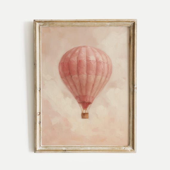 Hot Air Balloon Oil Painting Print Vintage Wall Art Home And Office Living Room Bedroom Nursery Decor
