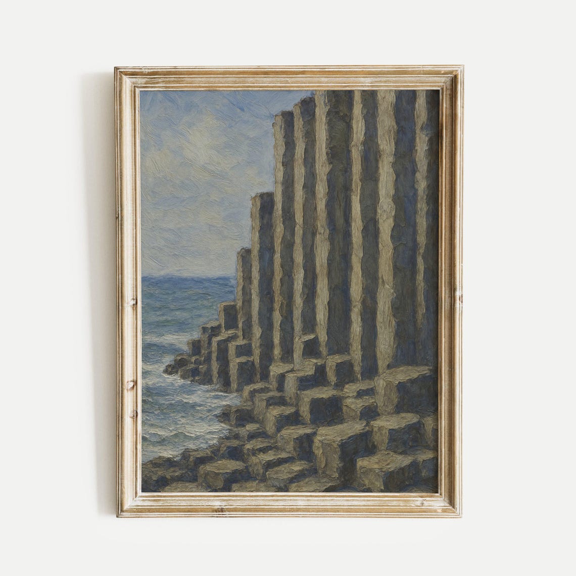 Coastal Cliff Columns Impressionist Seascape Oil Painting Poster