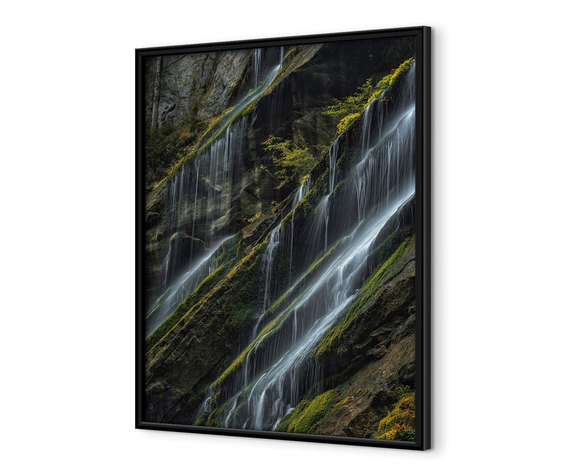 Silky Long Exposure Waterfall Streaming Down Moss Covered Rock Poster - Image 4