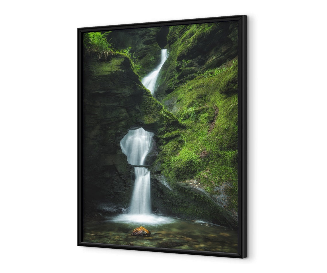 Mossy Canyon Waterfall Cascading Through Emerald Green Gorge Poster - Image 4