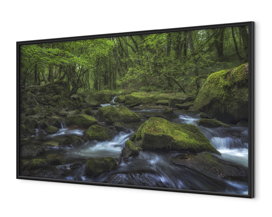 Cornwall Woodland Stream Moss Covered Rocks Flowing Water Poster - Image 4