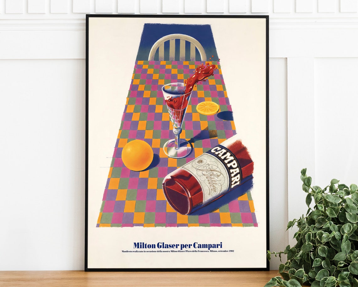 Milton Glaser Campari 1982 Pop Table Scene Retro Advertising Poster