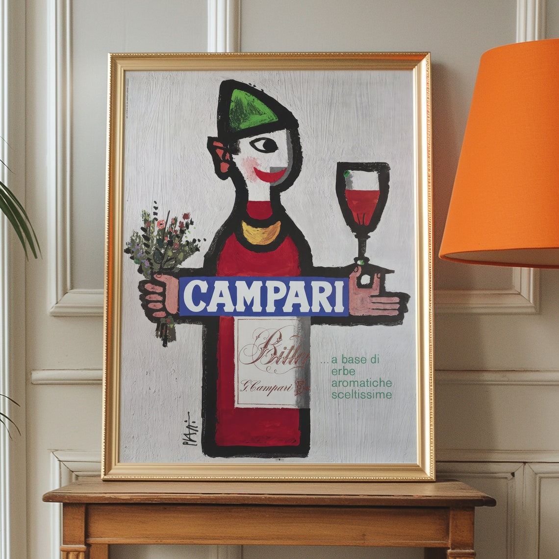 Campari Bitter Bottle Figure Vintage Italian Advertising Art Poster - Image 3