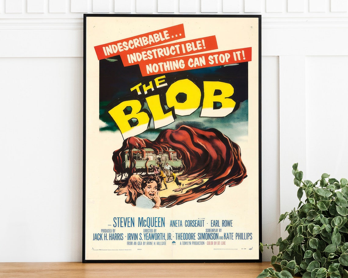 Classic The Blob Movie Poster Vintage Trendy Wall Art Cinema Room Decor Print At Home Movie Geek Collectible