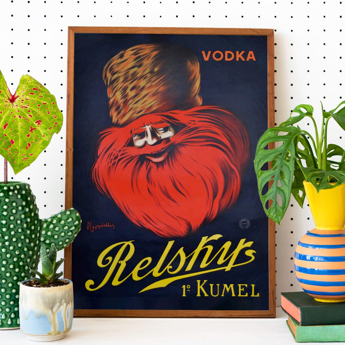 Relshys Vodka Kumel Red Beard Cossack French Advertising Poster - Image 2