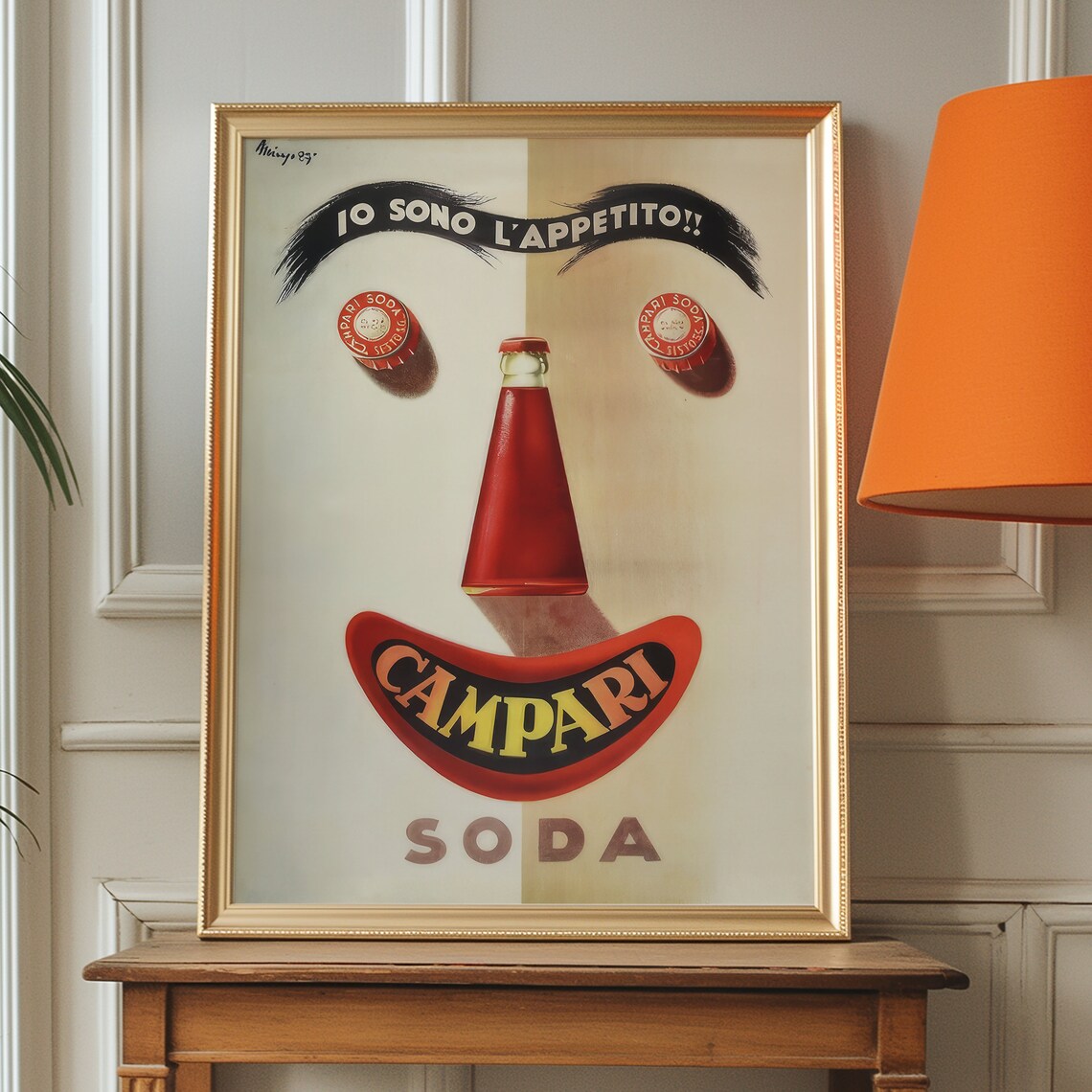 Io Sono L Appetito Campari Soda Smiling Face Vintage Ad Poster - Image 3