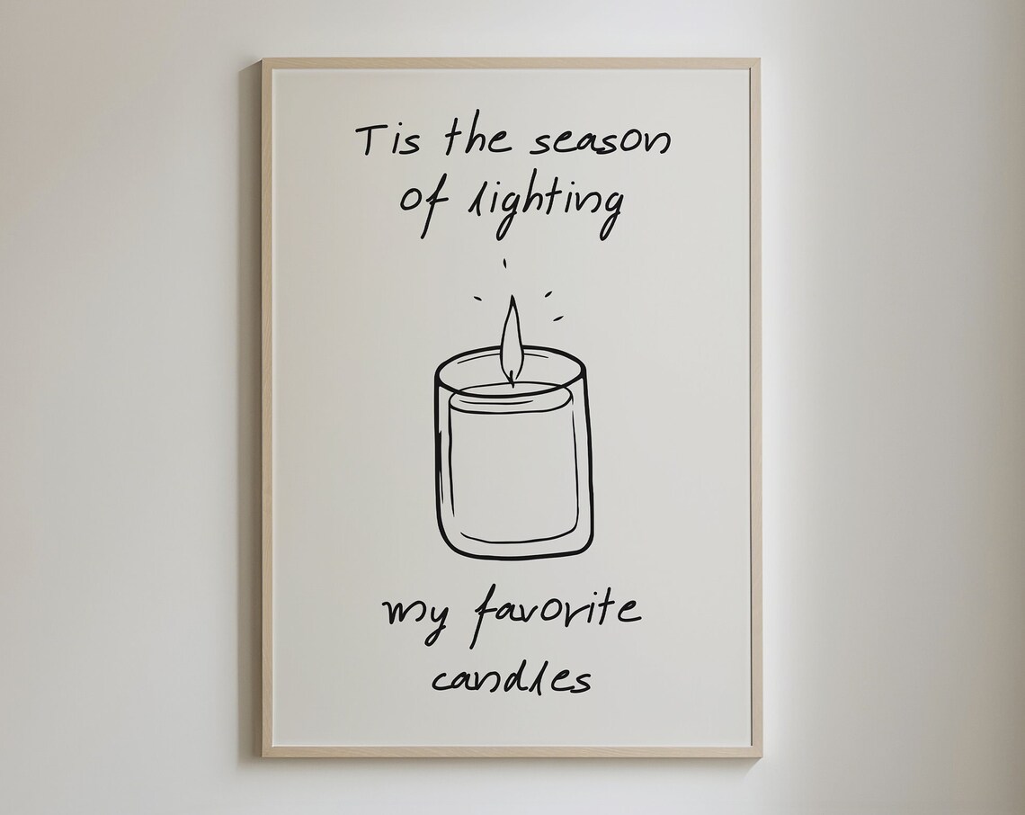 Tis the Season of Lighting My Favorite Candles Line Art Poster