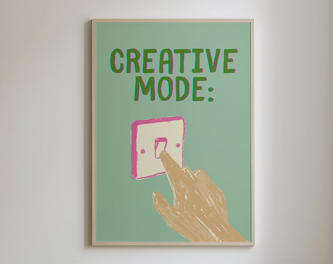 Creative Mode Light Switch Retro Green Office Decor Wall Art