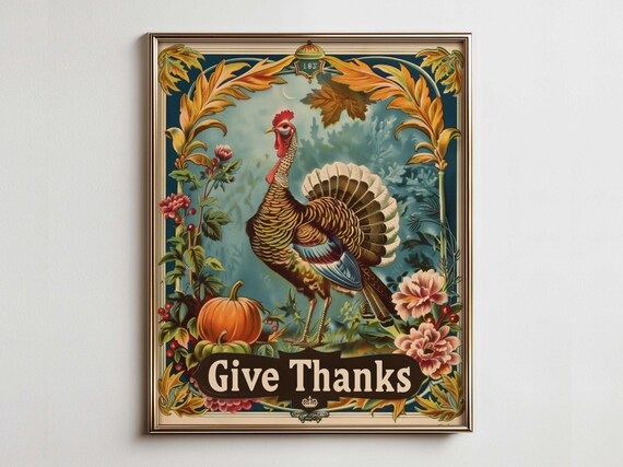 Colorful Thanksgiving Art Vintage Maximalist Home Decor Farmhouse Wall Rustic French Country Cozy Cottage Core