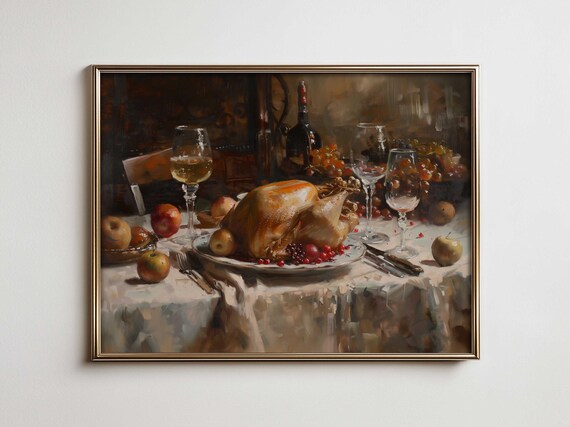 Autumn Thanksgiving Still Life Farmhouse Wall Art Vintage French Country Kitchen For Fall Decor Maximalist With Vibe