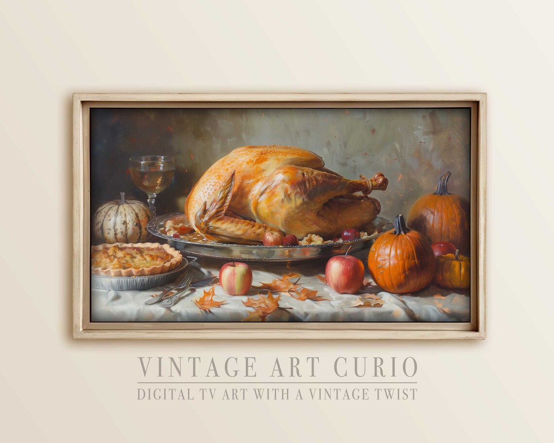Fall Vintage Book TV Frame Art Print, Rustic Autumn