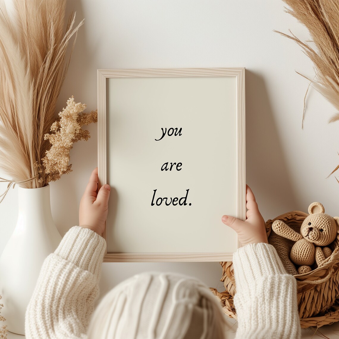 You Are Loved Quote Art Print, Neutral Nursery Decor - Image 3