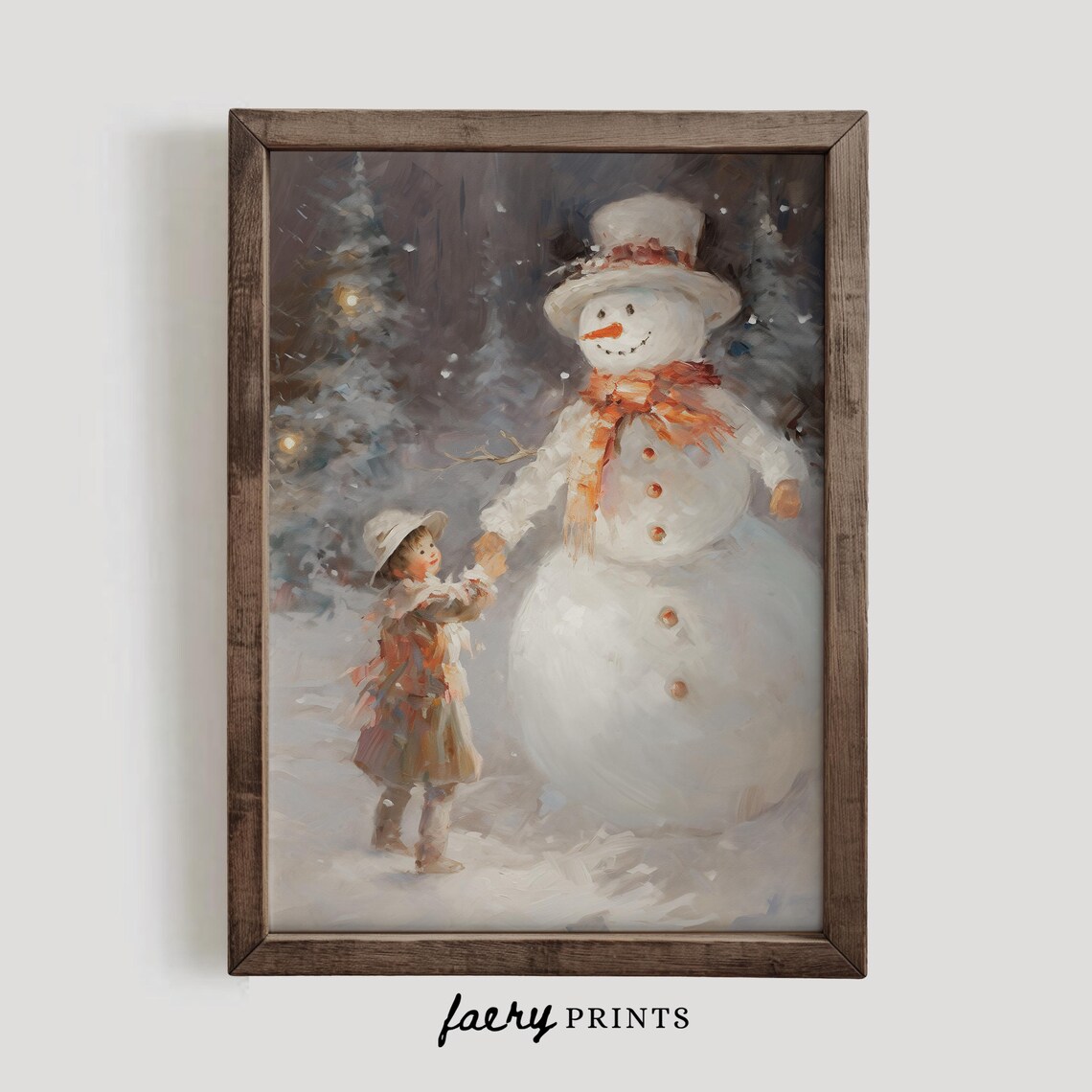 Vintage Snowman Winter Art Print, Holiday Decor - Image 2