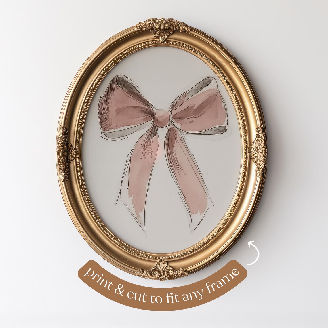 Blush Pink Watercolor Bow Feminine Nursery Girls Room Art Poster - Image 2