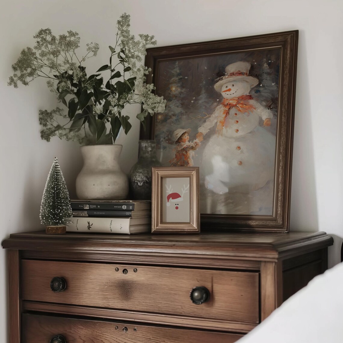 Vintage Snowman Winter Art Print, Holiday Decor - Image 3