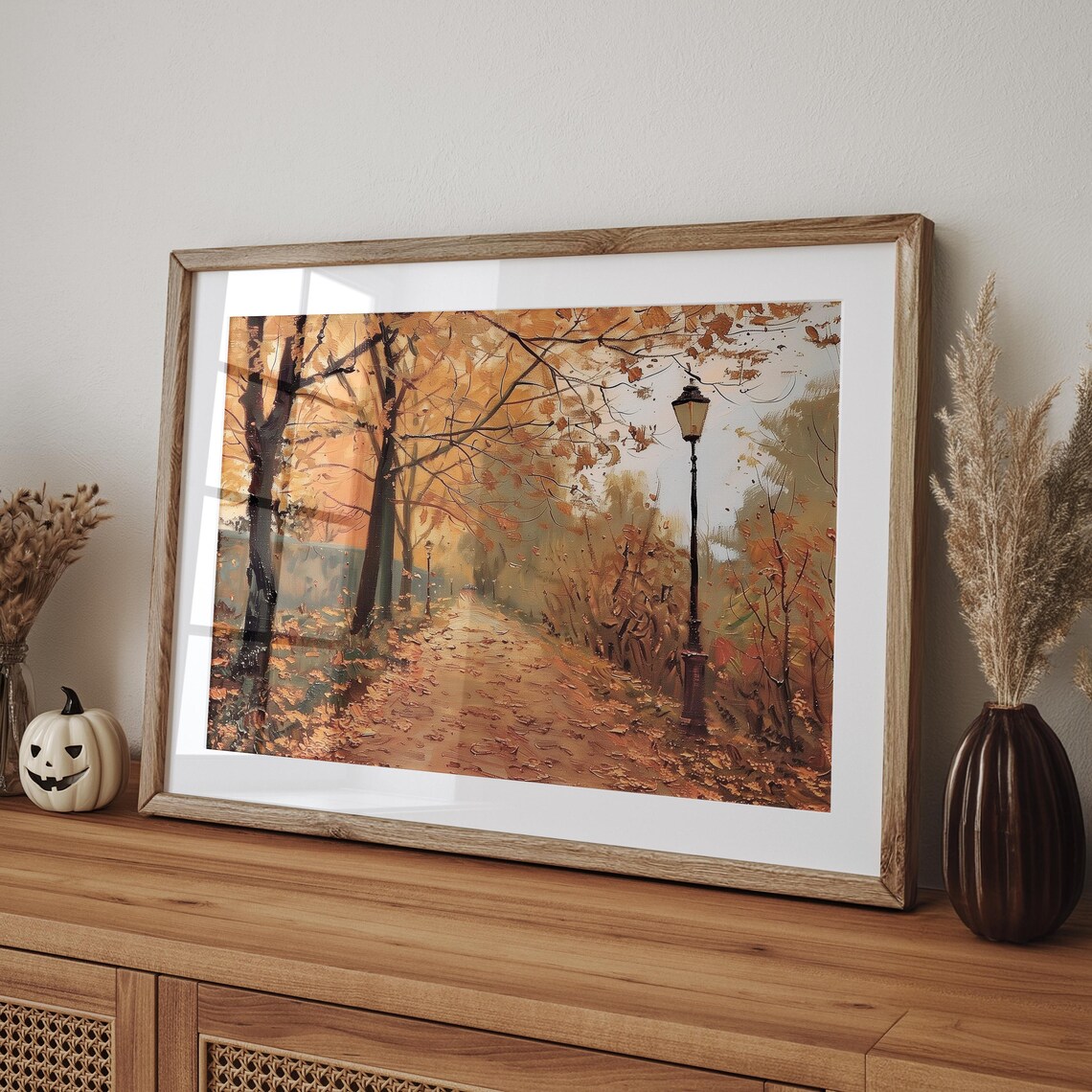 Autumn Leaves Fall Park Painting, Farmhouse Art Print - Image 5