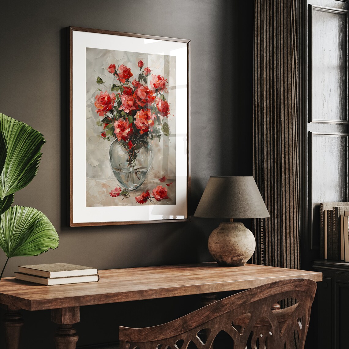 Red Roses Vintage Romantic Decor Art Print - Image 2