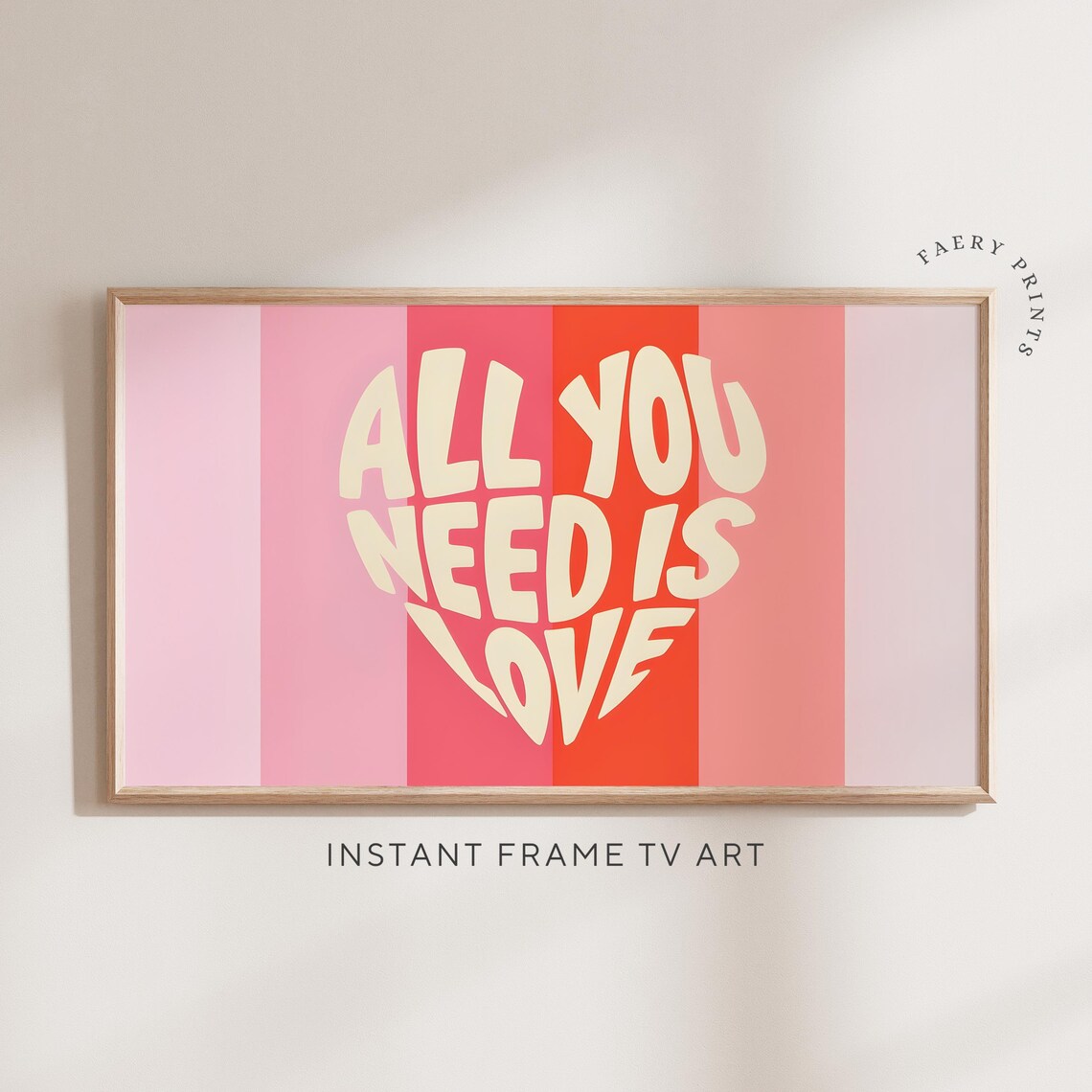 All You Need Is Love Valentine Quote Poster in Pink Groovy Heart