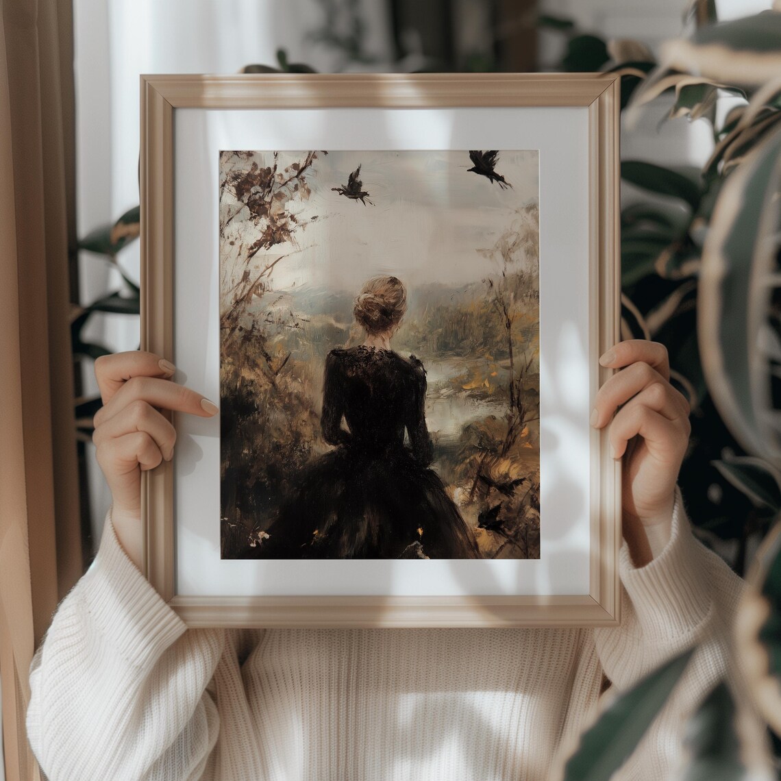 Victorian Lady In Fall Art Print, Moody Autumn Decor - Image 2