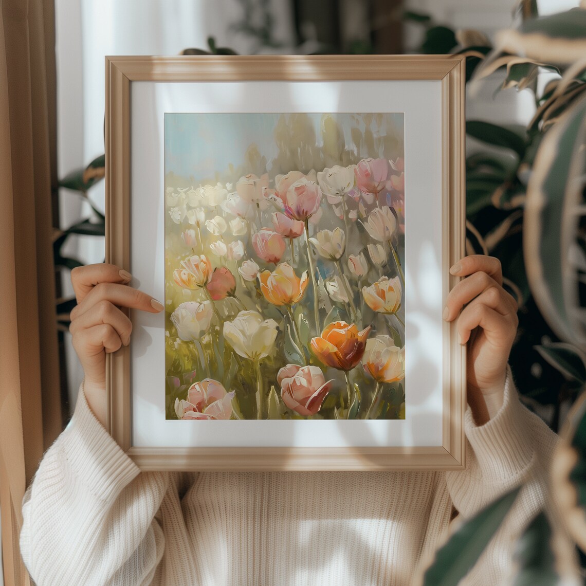 Tulip Landscape Painting, Colorful Floral Spring Print - Image 4