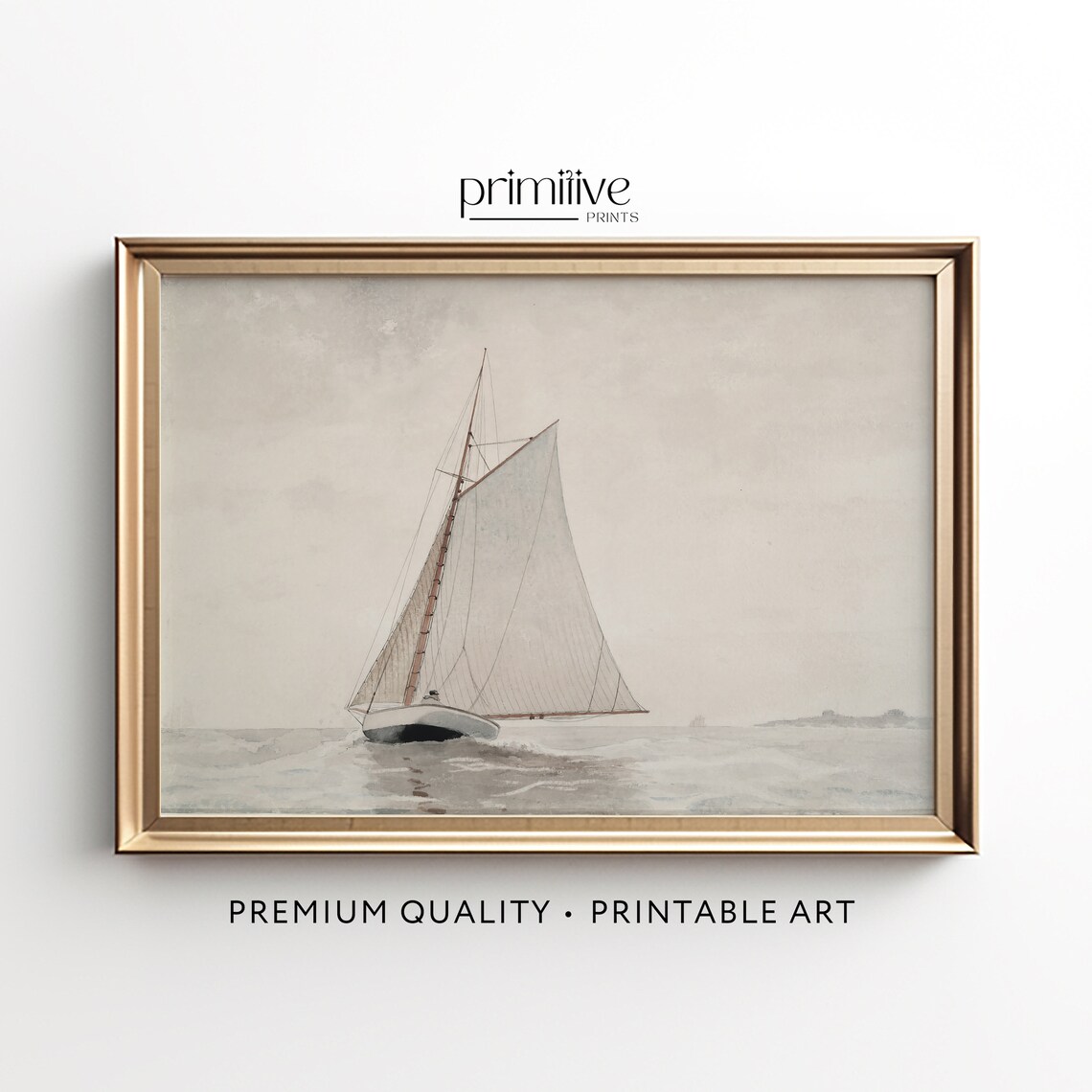Sailboat Vintage Coastal Art Print, Antique Sea Art
