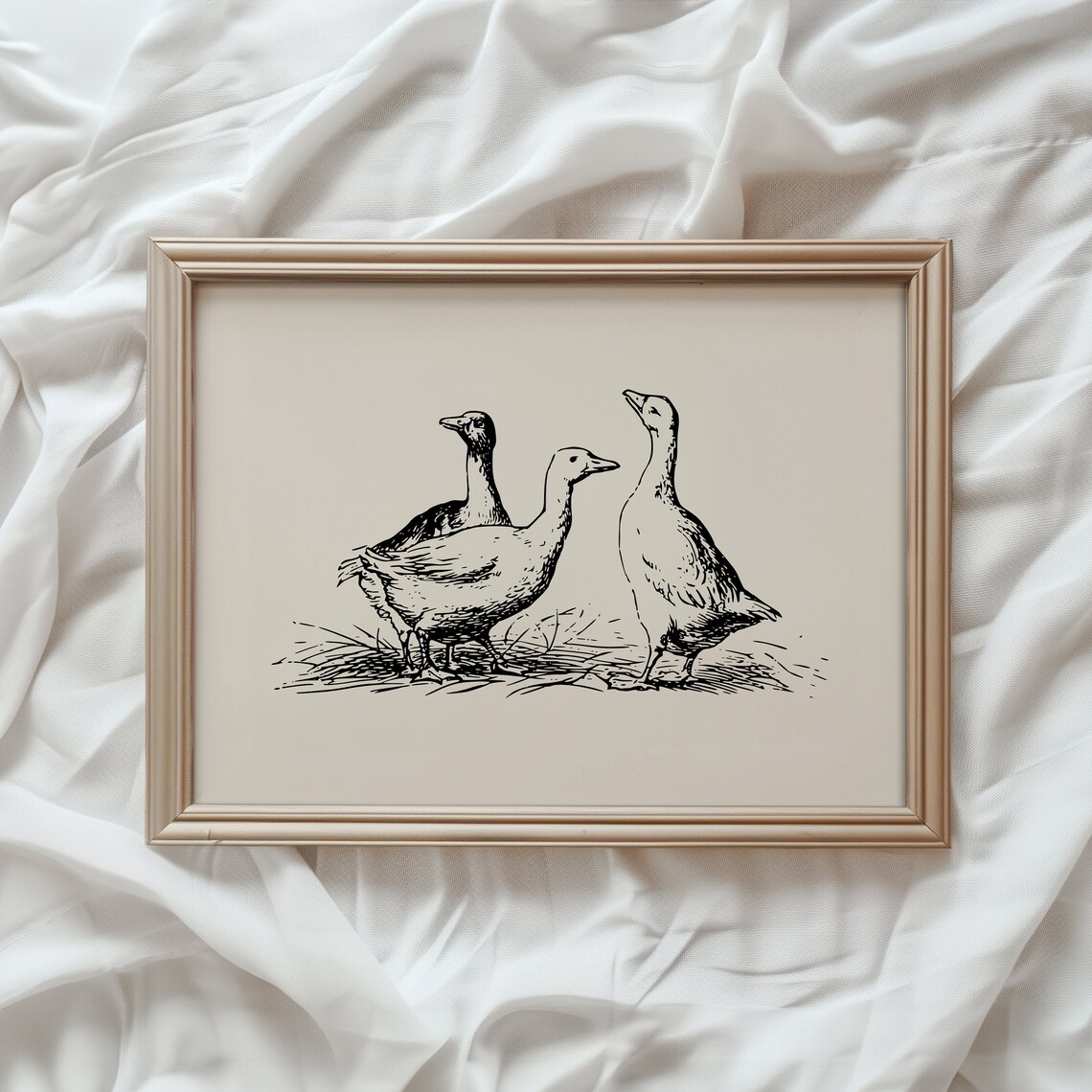 Goose Sketch Print, Vintage Nursery Wall Art