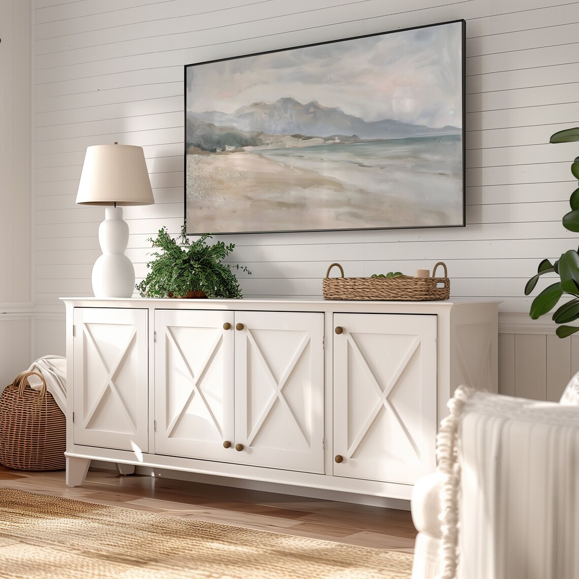 Coastal Frame TV Art, Vintage Neutral Beach Decor - Image 2