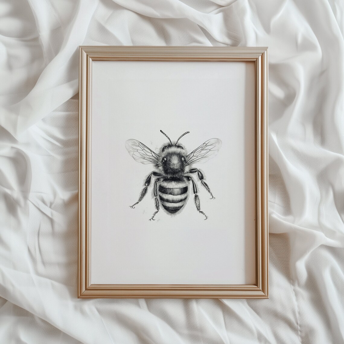 Bee Print Wall Art, Honey Bee Sketch Artwork