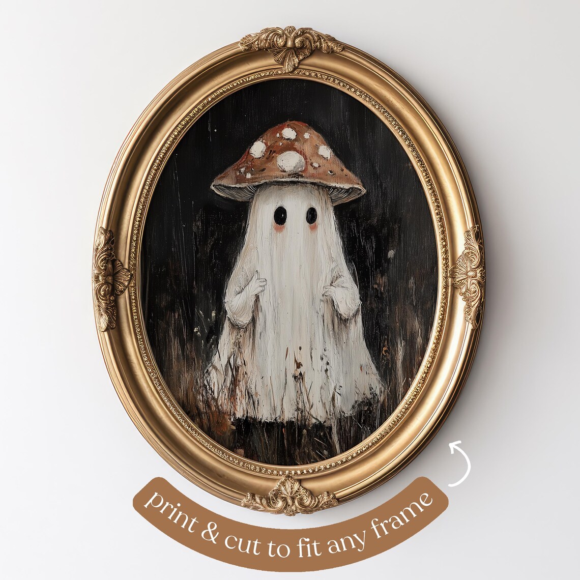 Mushroom Ghost Print, Cute Spooky Halloween Art Print - Image 5