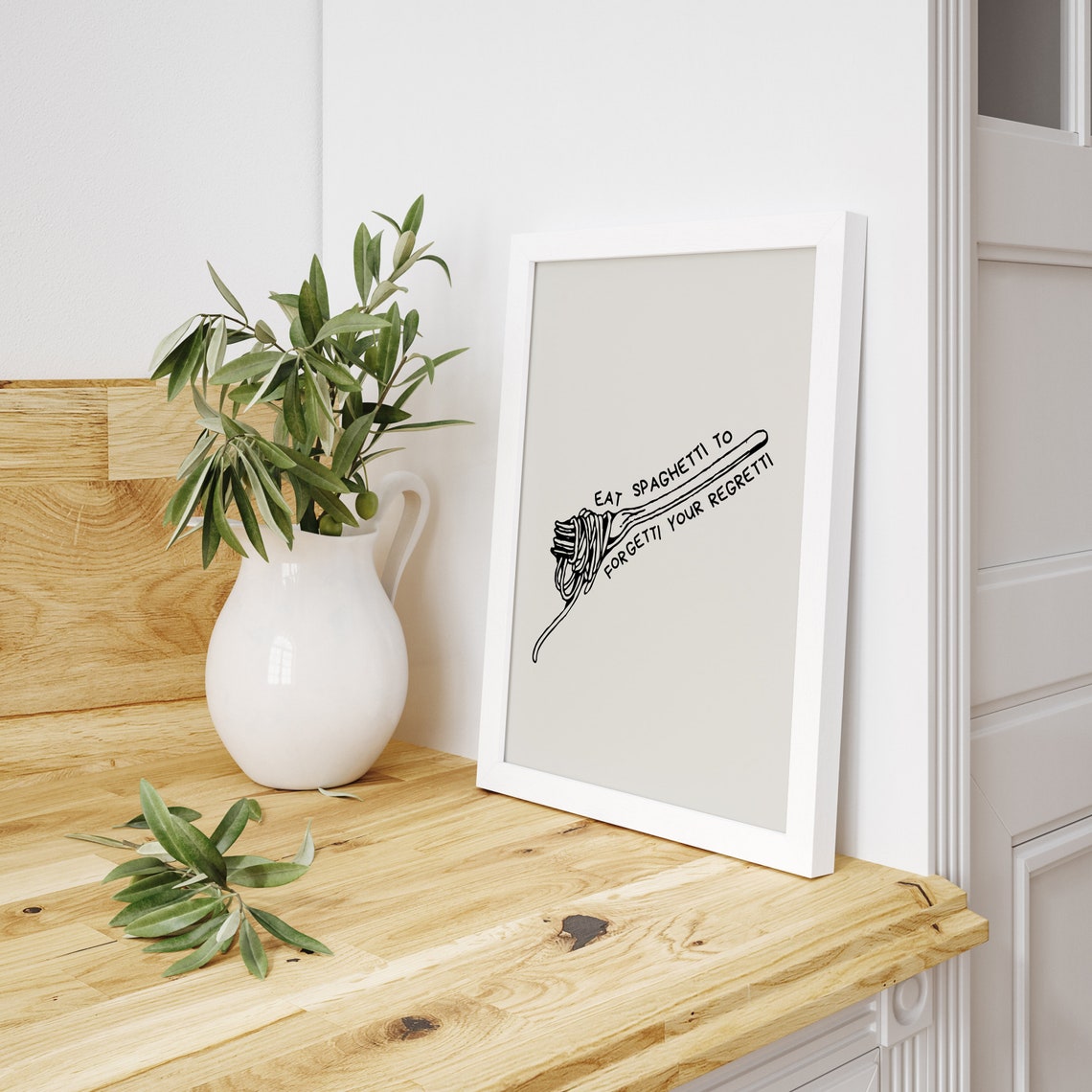 Eat Spaghetti to Forgetti Your Regretti Funny Pasta Kitchen Poster - Image 3