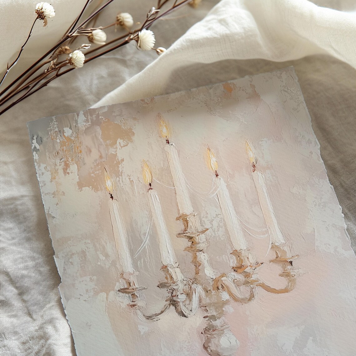 Pink Candelabra Print, Romantic Victorian Decor - Image 3