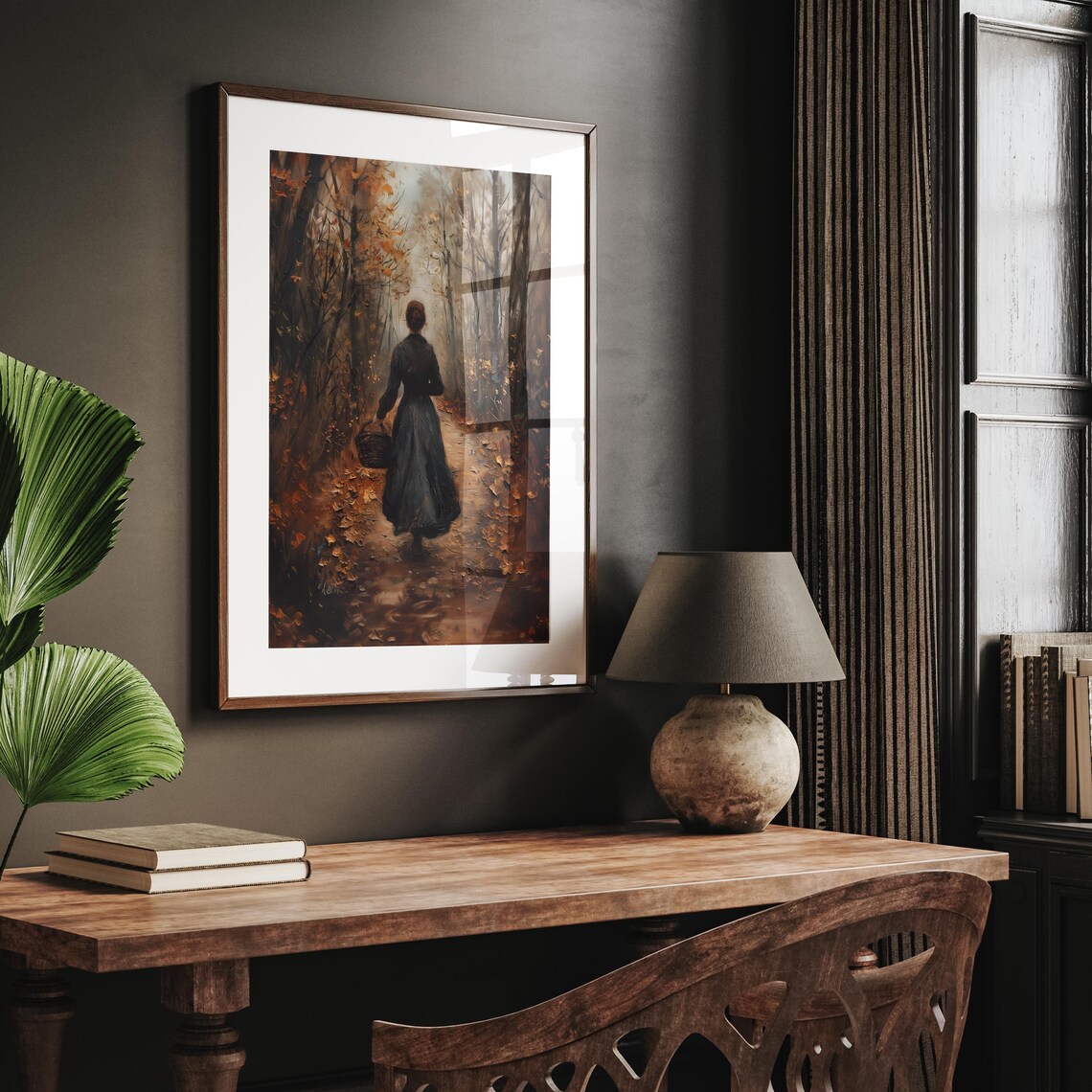 Rustic Fall Print, Vintage Style Autumn Forest Art - Image 2