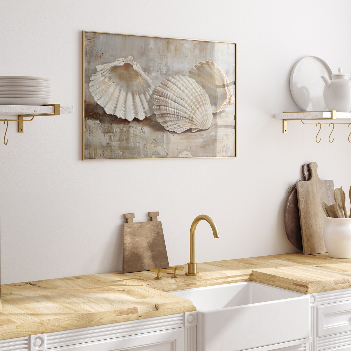 Seashell Beach Vintage Art Print, Farmhouse Bathroom Decor - Image 4