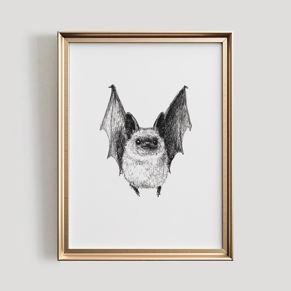 Bat Print Halloween Wall Art, Minimalist Spooky Decor