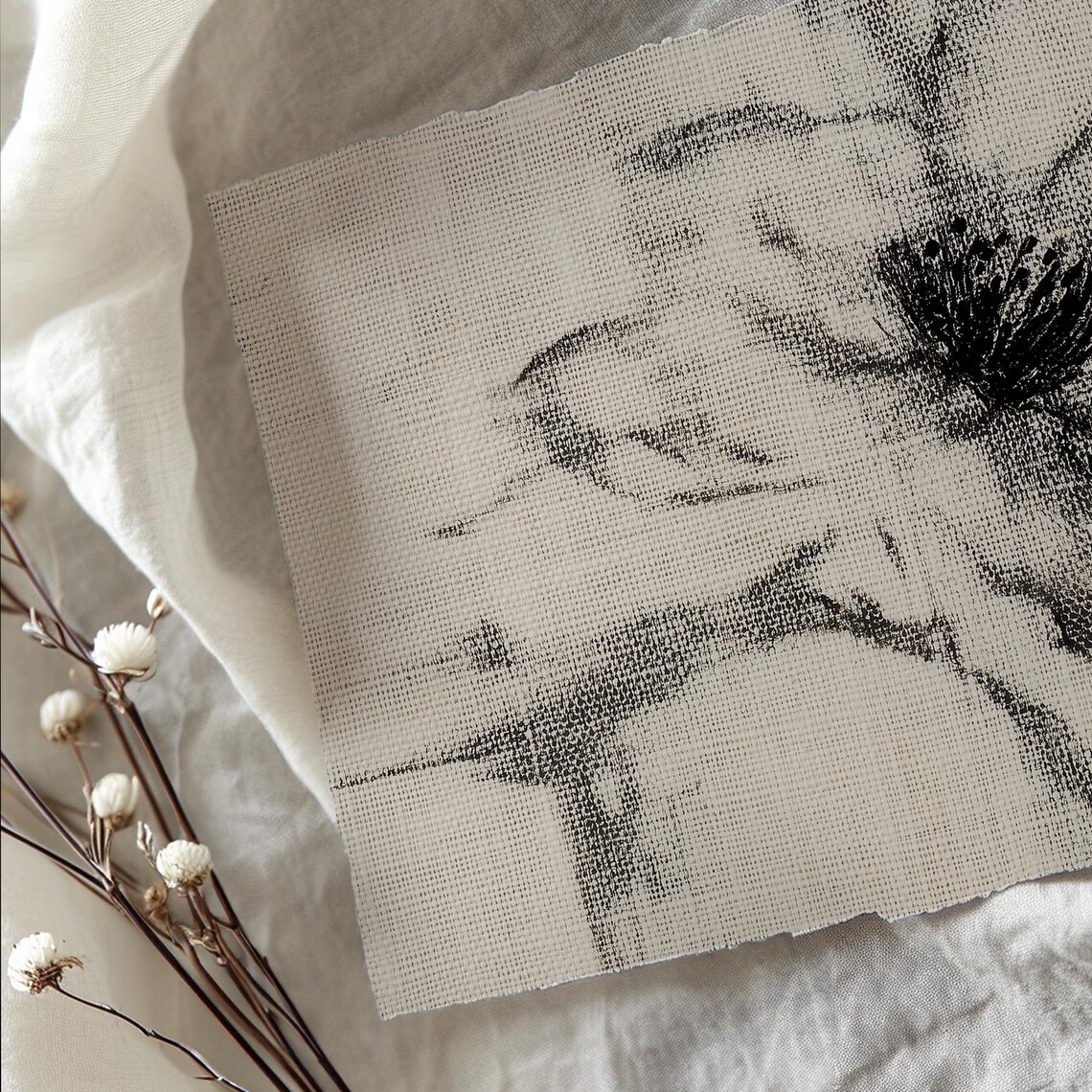 Neutral Floral Sketch, Minimalist Farmhouse Art Print - Image 3