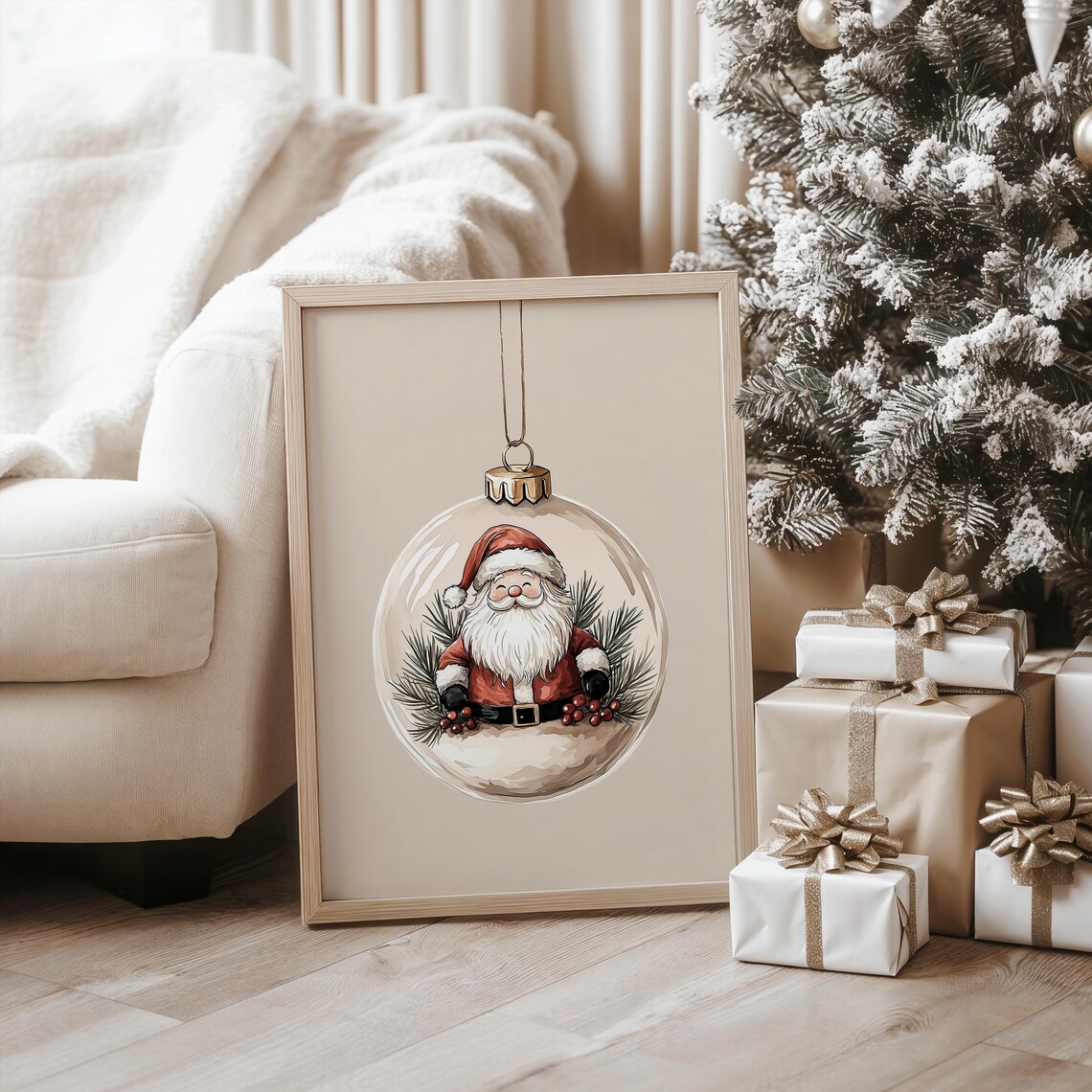 Santa Claus Snowglobe Ornament, Festive Christmas Poster - Image 3