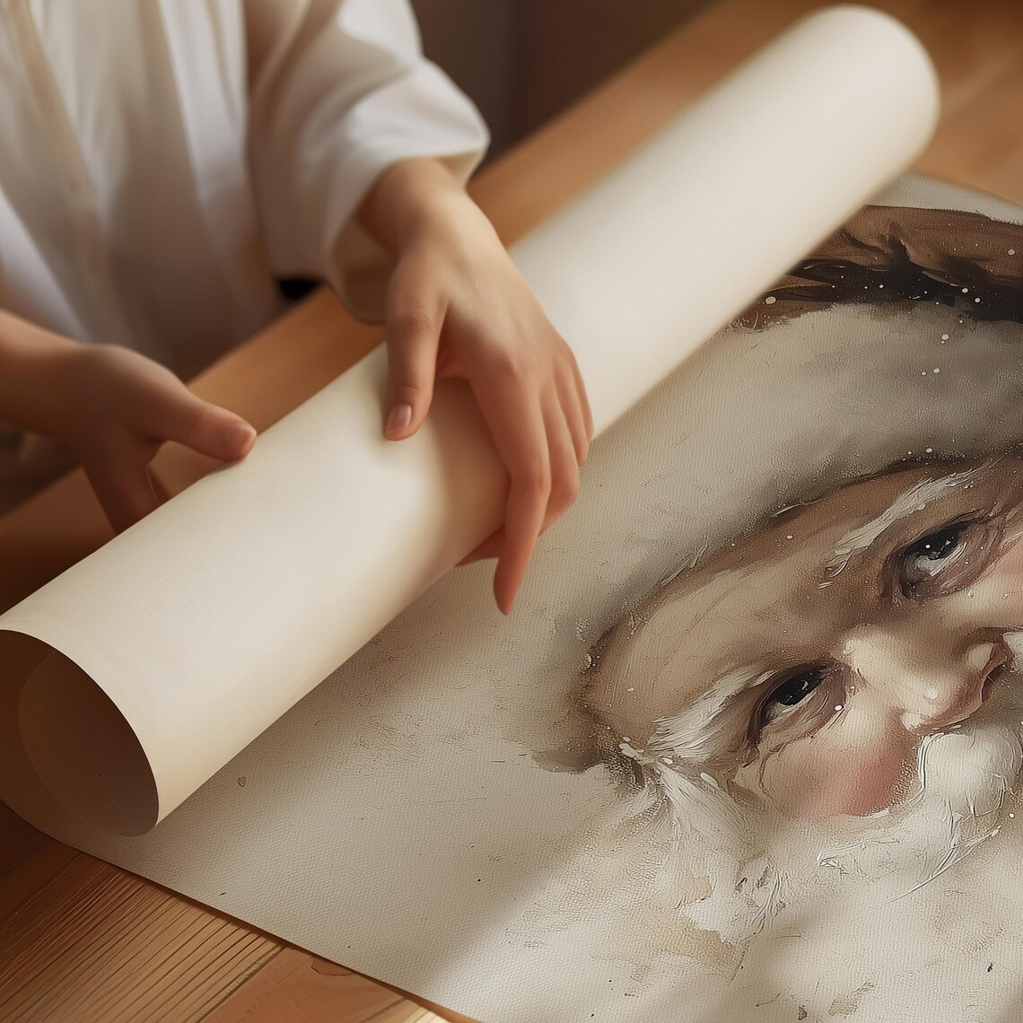 Classic Santa Claus Portrait in Soft Watercolor Christmas Poster - Image 2