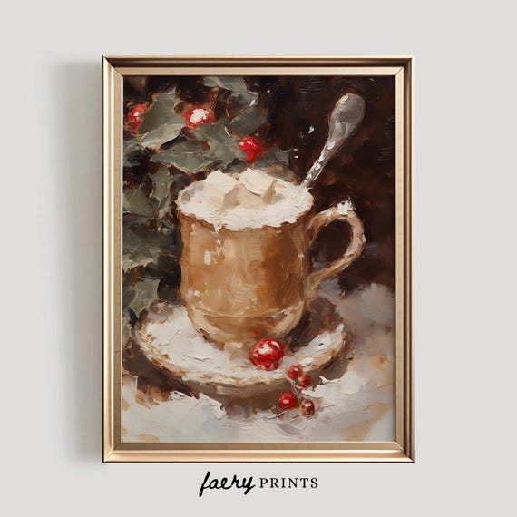 Hot Chocolate Vintage Winter Holiday Art Print