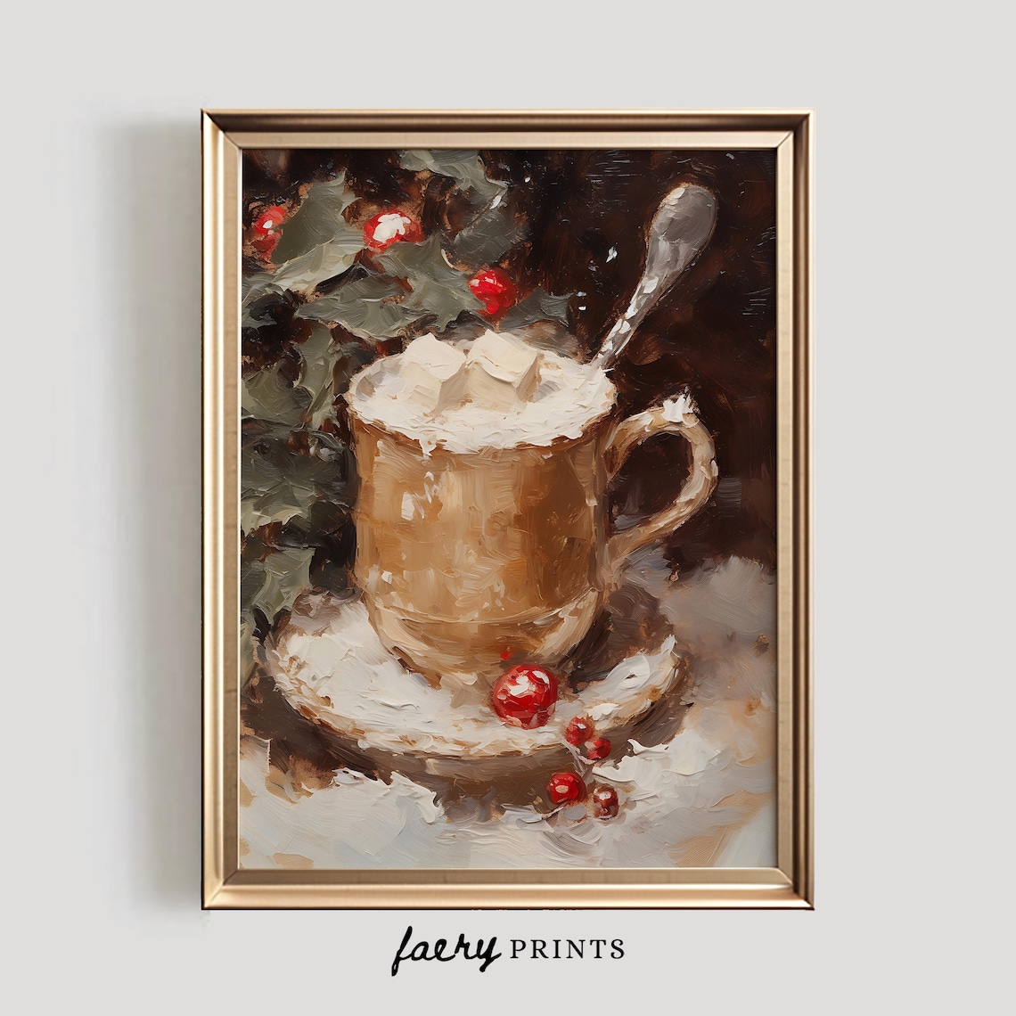 Hot Chocolate Vintage Winter Holiday Art Print
