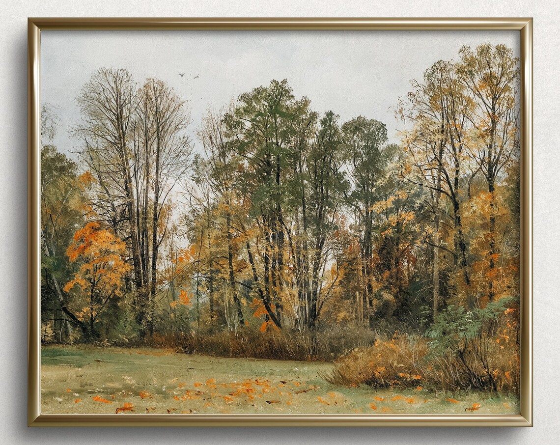 Autumn Forest Trees, Moody Autumn Wall Art Print