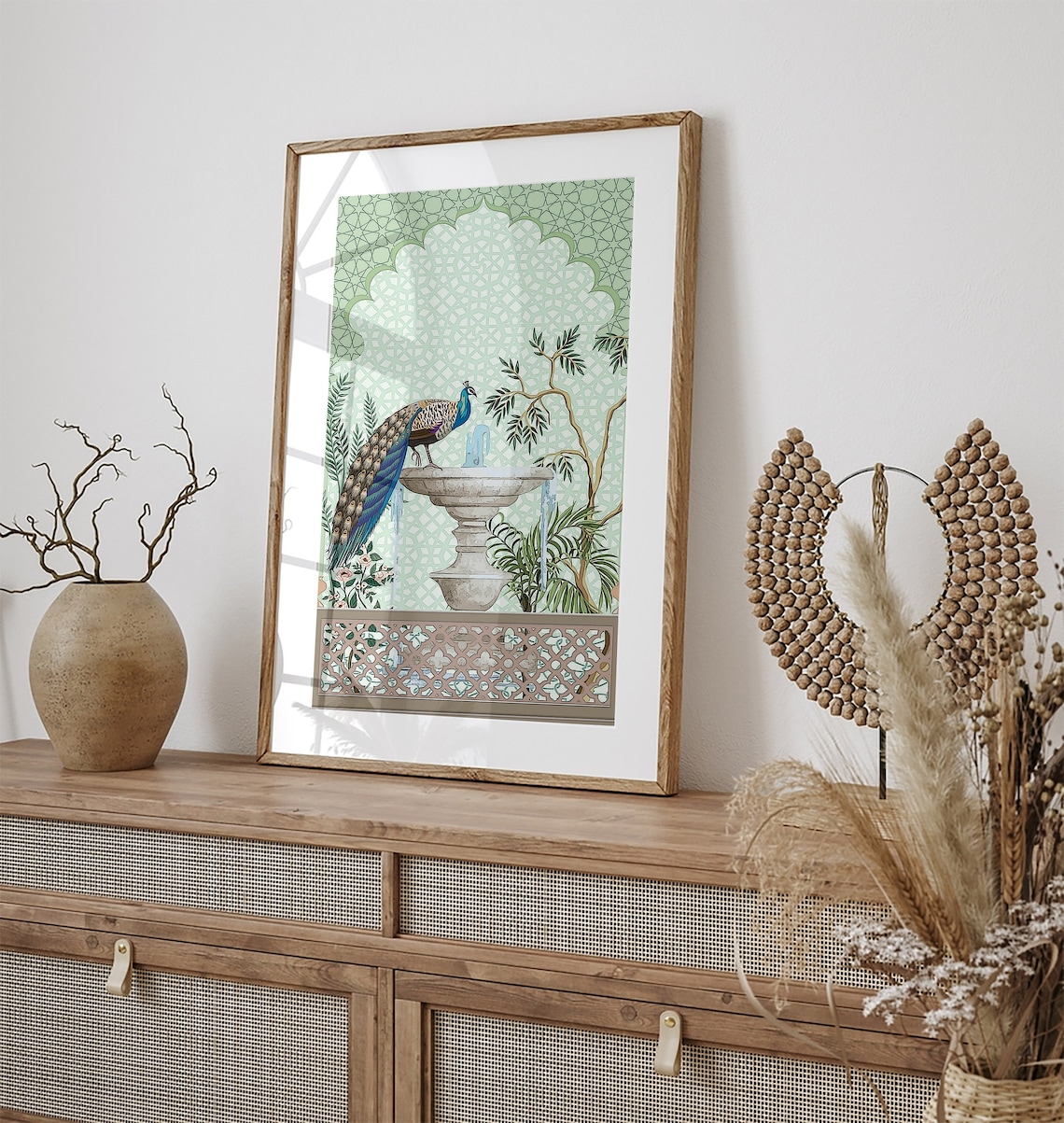 Peacock Mughal Indian Floral Nature Poster Print - Image 3
