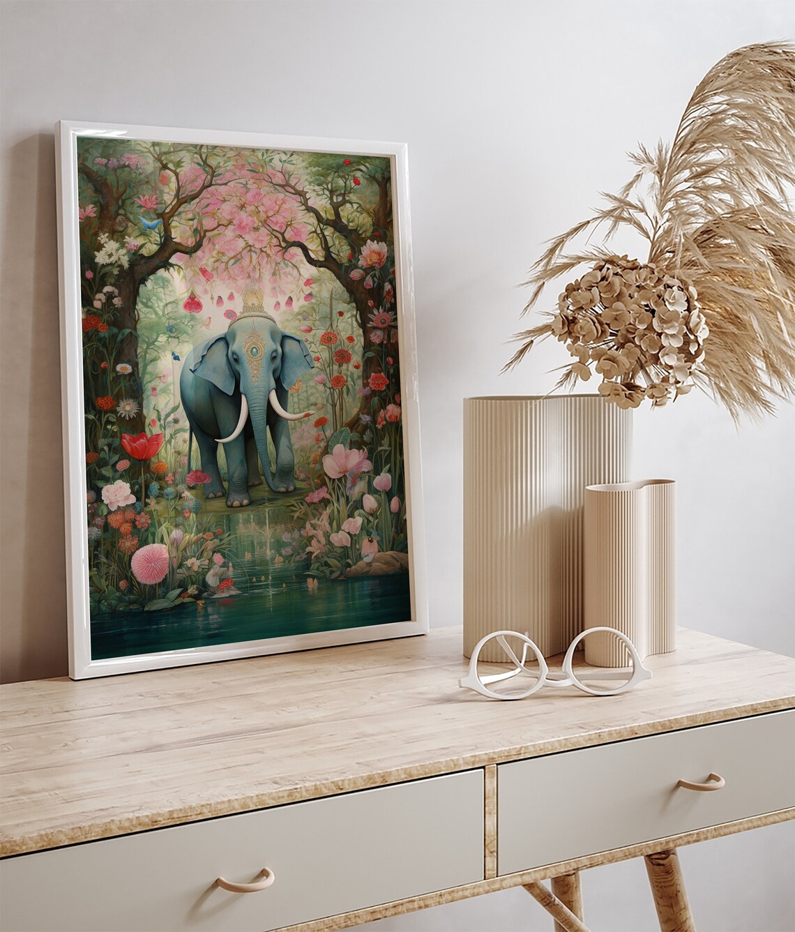 Indian Royal Palace Elephant Art Print, Whimsical - Image 2
